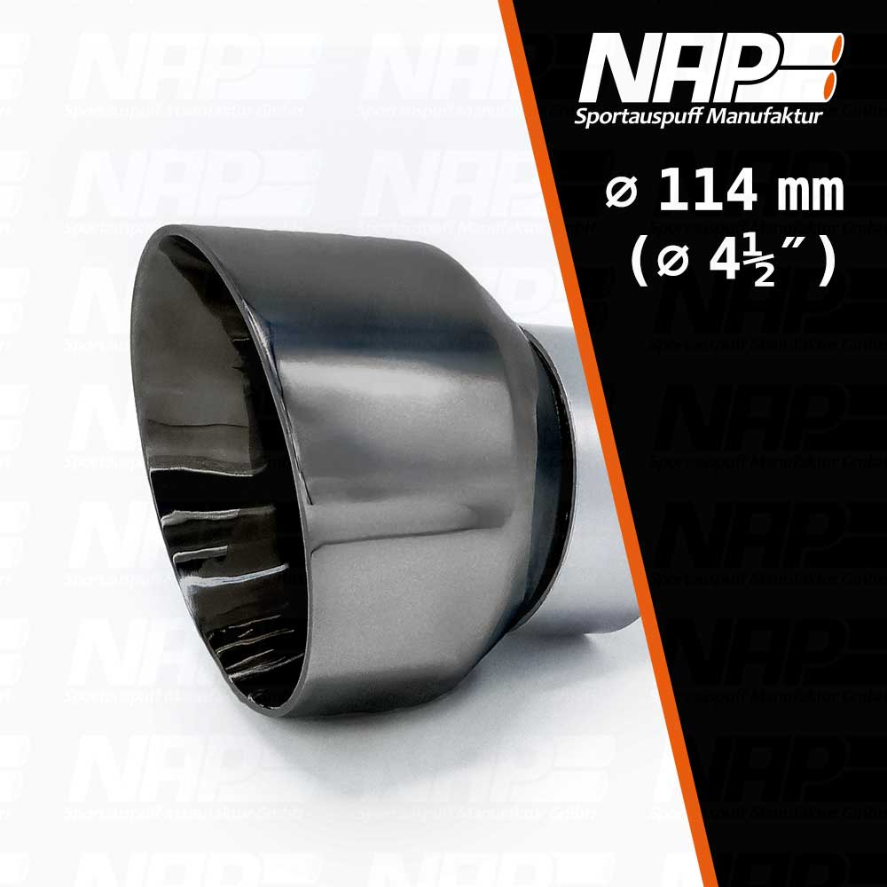 NAP Endrohr ⌀ 114 mm (4½″) kurz Edelstahl schwarz mit ABE